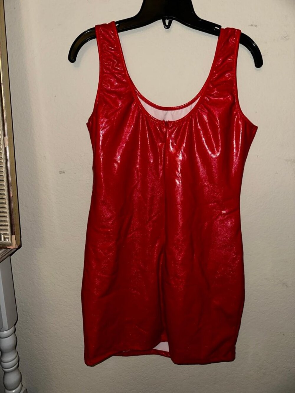 Red leather dress